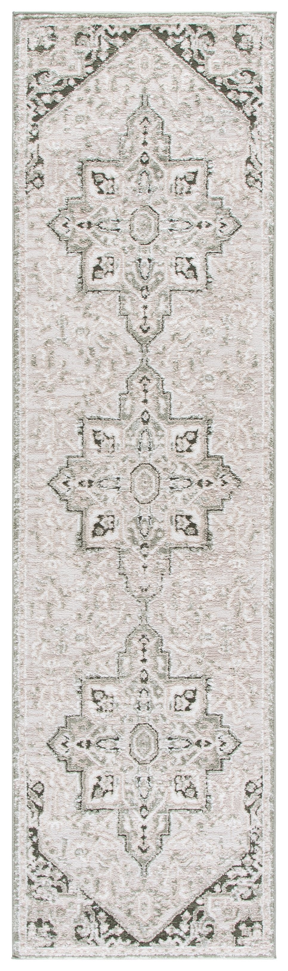 Safavieh Lunara Turkish Runner Rug In Green And Ivory — Low-Profile, Stain-Resistant Plush For Hallways 2'-2" x 8'-0" LUA318Y-28