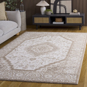 Safavieh Lunara Power-Loomed Polyester Area Rug Neutral Ivory Beige Soft Pile Living Room LUA320A-5