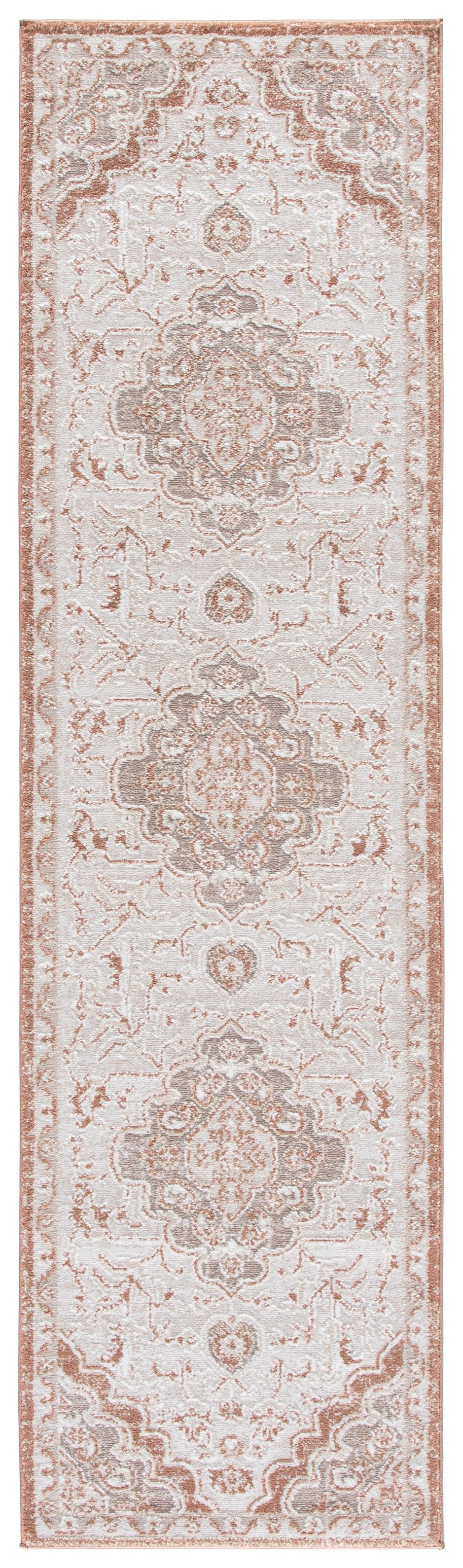 Safavieh Lunara Ivory And Rust Runner Rug — Low-Profile Traditional Motif, Power-Loomed Durability For Hallways 2'-2" x 8'-0" LUA320R-28