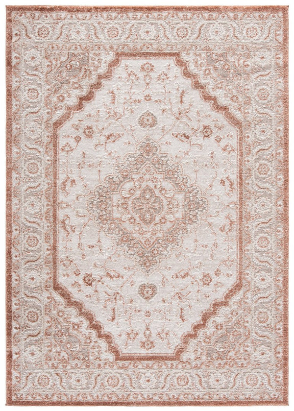 Safavieh Lunara Power Loomed Polyester Area Rug Ivory Rust Tones for Living and Dining Rooms LUA320R-5