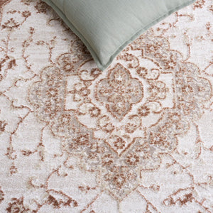 Safavieh Lunara Power Loomed Polyester Area Rug Ivory Rust Tones for Living and Dining Rooms LUA320R-5