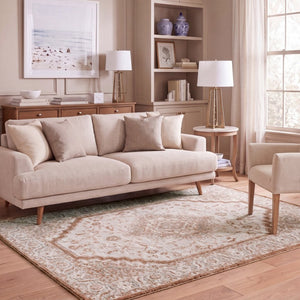 Safavieh Lunara Power Loomed Polyester Area Rug Ivory Rust Tones for Living and Dining Rooms LUA320R-5