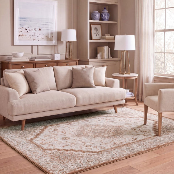 Safavieh Lunara Power Loomed Polyester Area Rug Ivory Rust Tones for Living and Dining Rooms LUA320R-5