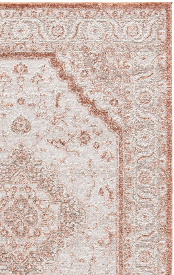 Safavieh Lunara Power Loomed Polyester Area Rug Ivory Rust Tones for Living and Dining Rooms LUA320R-5