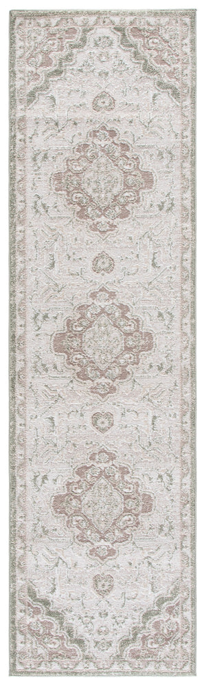 Safavieh Lunara Runner Rug In Ivory & Green — Low-Profile, Power-Loomed Turkish Polyester With Jute Backing 2'-2" x 8'-0" LUA320W-28