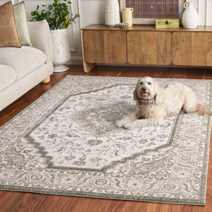 Safavieh Lunara Power Loomed Polyester Area Rug Turkish Ivory Green Plush Living Room Floor LUA320W-5