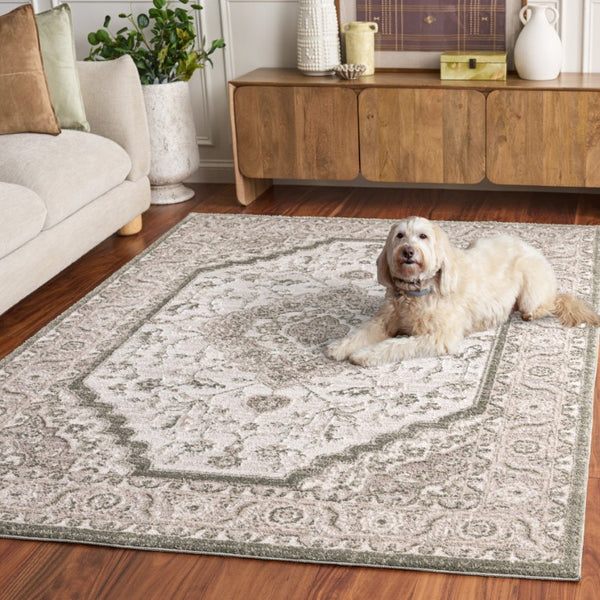 Safavieh Lunara Power Loomed Polyester Area Rug Turkish Ivory Green Plush Living Room Floor LUA320W-5