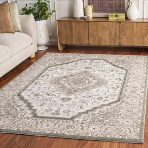 Safavieh Lunara Power Loomed Polyester Area Rug Turkish Ivory Green Plush Living Room Floor LUA320W-5