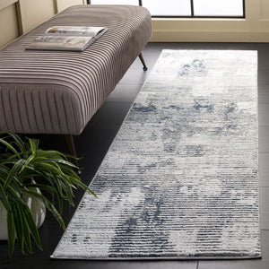 Safavieh Lunara Power Loomed Runner Rug Ivory Blue Polyester Blend for Modern Hallways 2'-2" x 8'-0" LUA324M-28
