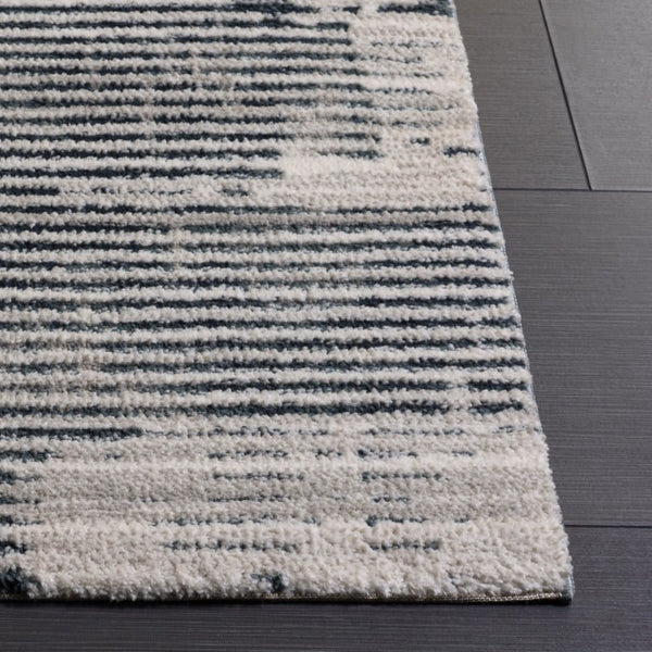 Safavieh Lunara Power Loomed Runner Rug Ivory Blue Polyester Blend for Modern Hallways 4'-0" x 6'-0" LUA324M-4