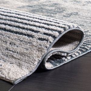 Safavieh Lunara Power Loomed Runner Rug Ivory Blue Polyester Blend for Modern Hallways 5'-3" x 7'-6" LUA324M-5