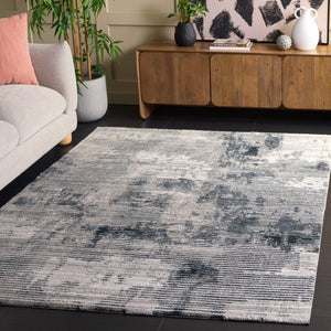 Safavieh Lunara Power Loomed Runner Rug Ivory Blue Polyester Blend for Modern Hallways 5'-3" x 7'-6" LUA324M-5
