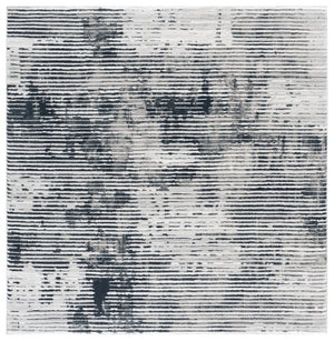 Safavieh Lunara Power Loomed Runner Rug Ivory Blue Polyester Blend for Modern Hallways 6'-7" x 6'-7" (Square) LUA324M-7SQ