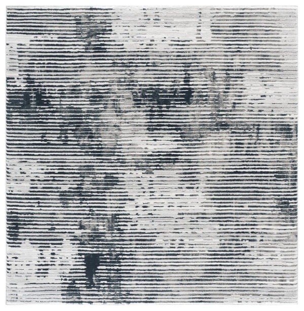 Safavieh Lunara Power Loomed Runner Rug Ivory Blue Polyester Blend for Modern Hallways 6'-7" x 6'-7" (Square) LUA324M-7SQ