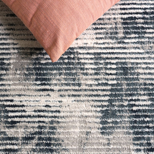 Safavieh Lunara Power Loomed Runner Rug Ivory Blue Polyester Blend for Modern Hallways 6'-7" x 6'-7" (Square) LUA324M-7SQ