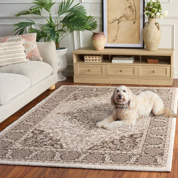 Safavieh Lunara Traditional Hallway Runner Polyester Jute Blend Low Pile Neutral Beige Rug 5'-3" x 7'-6" LUA326T-5