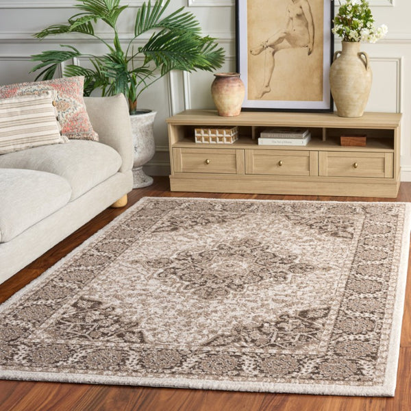 Safavieh Lunara Traditional Hallway Runner Polyester Jute Blend Low Pile Neutral Beige Rug 5'-3" x 7'-6" LUA326T-5