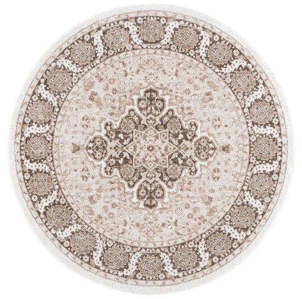 Safavieh Lunara Traditional Hallway Runner Polyester Jute Blend Low Pile Neutral Beige Rug 6'-7" x 6'-7" (Round) LUA326T-7R