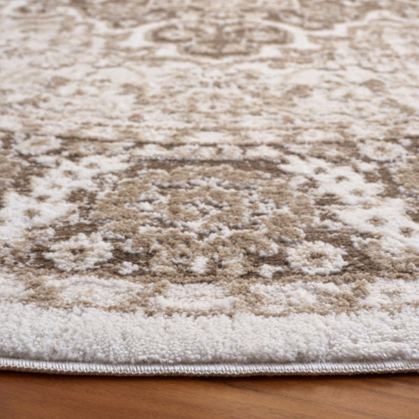 Safavieh Lunara Traditional Hallway Runner Polyester Jute Blend Low Pile Neutral Beige Rug 6'-7" x 6'-7" (Round) LUA326T-7R