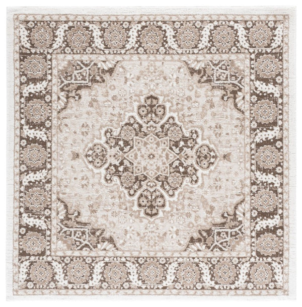 Safavieh Lunara Traditional Hallway Runner Polyester Jute Blend Low Pile Neutral Beige Rug 6'-7" x 6'-7" (Square) LUA326T-7SQ