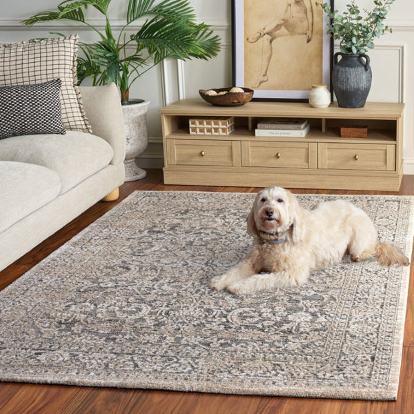 Safavieh Lunara Power-Loomed Traditional Runner Rug in Neutral Polyester Jute Blend for Hallways 5'-3" x 7'-6" LUA328F-5