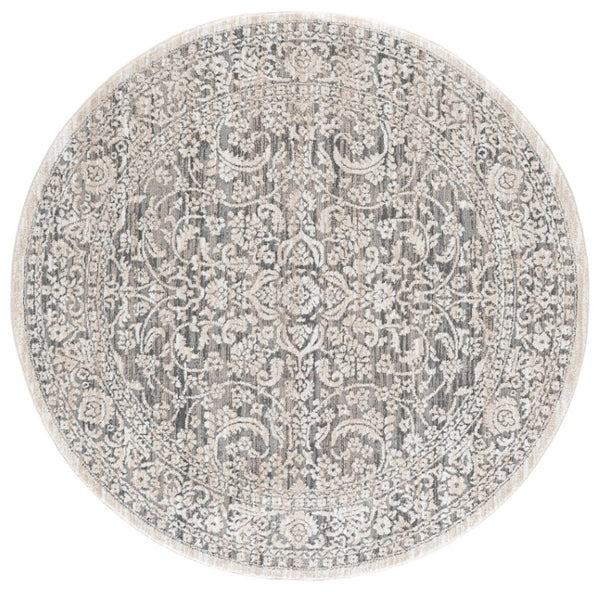 Safavieh Lunara Power-Loomed Traditional Runner Rug in Neutral Polyester Jute Blend for Hallways 6'-7" x 6'-7" - Round LUA328F-7R