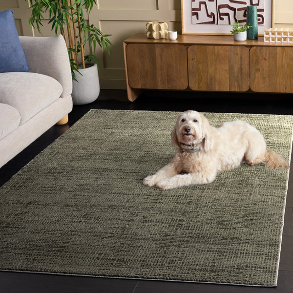 Safavieh Lunara Solid Ivory Hallway Runner Low Pile Polyester Jute Blend Turkey Woven Rug Green 5'-3" x 7'-6" LUA336Y-5