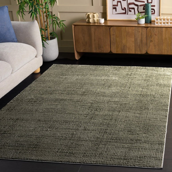 Safavieh Lunara Solid Ivory Hallway Runner Low Pile Polyester Jute Blend Turkey Woven Rug Green 5'-3" x 7'-6" LUA336Y-5
