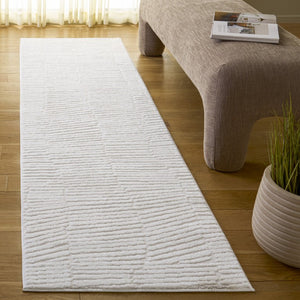 Safavieh Lunara Power Loomed Ivory Runner Rug Soft Polyester Blend for Hallways and Bedrooms 2'-2" x 8'-0" LUA338A-28