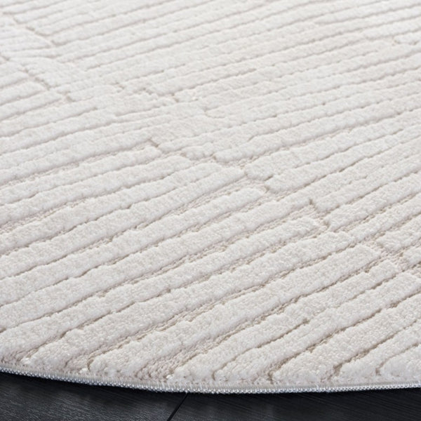 Safavieh Lunara Power Loomed Ivory Runner Rug Soft Polyester Blend for Hallways and Bedrooms 6'-7" x 6'-7" Round LUA338A-7R