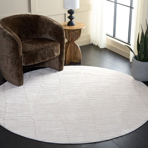 Safavieh Lunara Power Loomed Ivory Runner Rug Soft Polyester Blend for Hallways and Bedrooms 6'-7" x 6'-7" Round LUA338A-7R