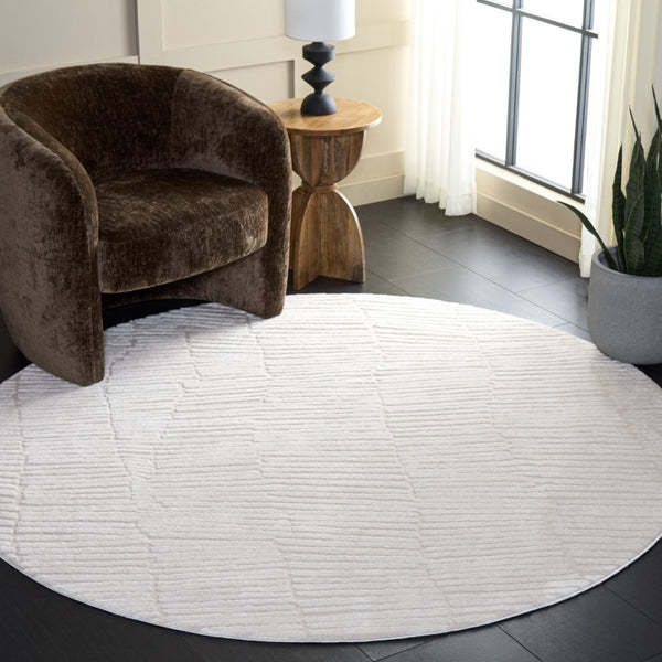 Safavieh Lunara Power Loomed Ivory Runner Rug Soft Polyester Blend for Hallways and Bedrooms 6'-7" x 6'-7" Round LUA338A-7R