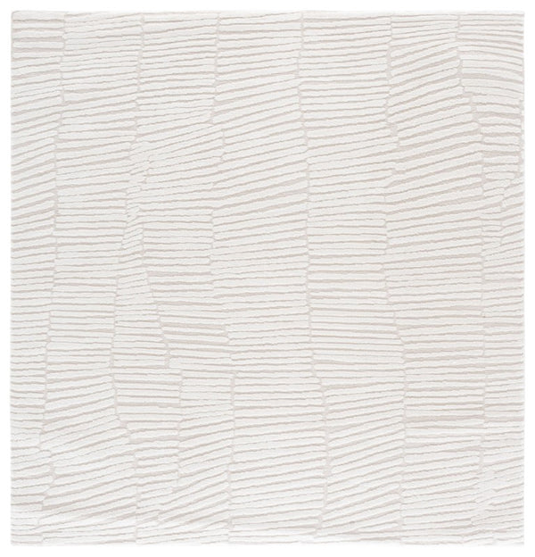 Safavieh Lunara Power Loomed Ivory Runner Rug Soft Polyester Blend for Hallways and Bedrooms 6'-7" x 6'-7" Square LUA338A-7SQ