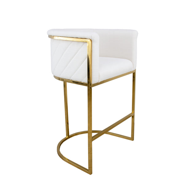 Zeugma Lucca Modern Counter Stool In Off White Linen - Stylish, Sturdy, And Easy-clean Design For Bars!   Lucca Stool With White