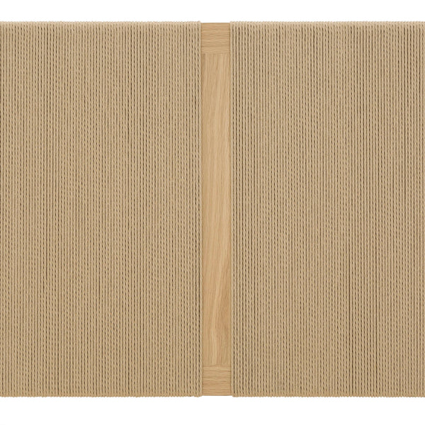 Lh Imports Lumina Queen Bed – Elegant Natural Paper Cord Headboard & Sturdy Solid Wood Legs For Timeless Style Brown Oak Wood Legs,100% Natural Paper Rope,Mdf Oak Veneer Lum001qs