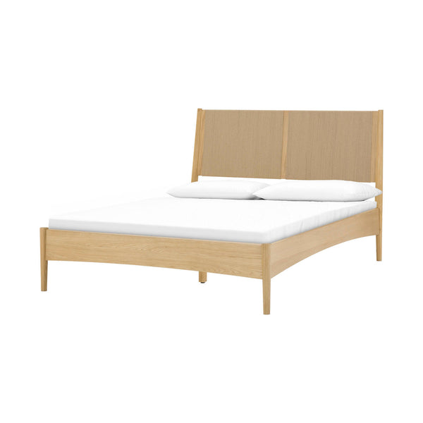 Lh Imports Lumina Queen Bed – Elegant Natural Paper Cord Headboard & Sturdy Solid Wood Legs For Timeless Style Brown Oak Wood Legs,100% Natural Paper Rope,Mdf Oak Veneer Lum001qs