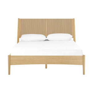 Lh Imports Lumina Queen Bed – Elegant Natural Paper Cord Headboard & Sturdy Solid Wood Legs For Timeless Style Brown Oak Wood Legs,100% Natural Paper Rope,Mdf Oak Veneer Lum001qs
