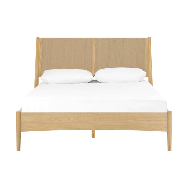 Lh Imports Lumina Queen Bed – Elegant Natural Paper Cord Headboard & Sturdy Solid Wood Legs For Timeless Style Brown Oak Wood Legs,100% Natural Paper Rope,Mdf Oak Veneer Lum001qs