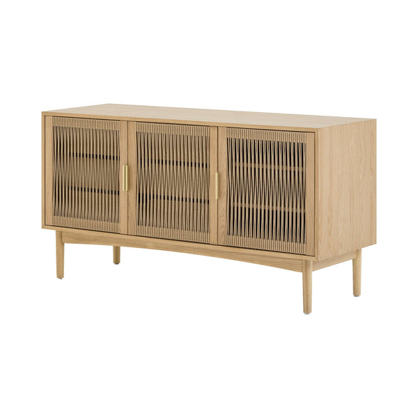 Lh Imports Lumina Dresser - Elegant Oak Design With Exquisite Paper Cord Doors For Timeless Home Style Beige Solid Oak,100% Natural Paper Rope,Oak Veneer,Mdf,Metal Handles Lum006