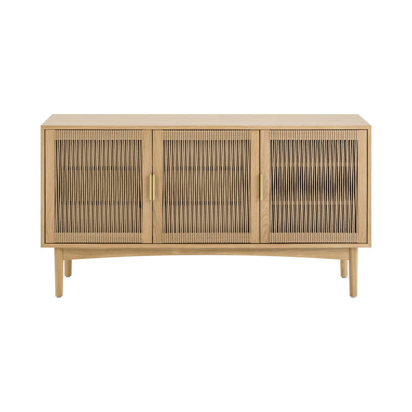 Lh Imports Lumina Dresser - Elegant Oak Design With Exquisite Paper Cord Doors For Timeless Home Style Beige Solid Oak,100% Natural Paper Rope,Oak Veneer,Mdf,Metal Handles Lum006