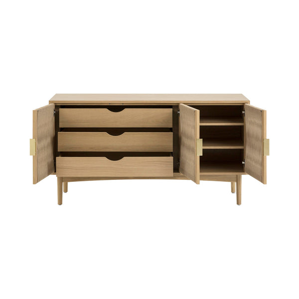 Lh Imports Lumina Dresser - Elegant Oak Design With Exquisite Paper Cord Doors For Timeless Home Style Beige Solid Oak,100% Natural Paper Rope,Oak Veneer,Mdf,Metal Handles Lum006