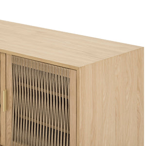 Lh Imports Lumina Dresser - Elegant Oak Design With Exquisite Paper Cord Doors For Timeless Home Style Beige Solid Oak,100% Natural Paper Rope,Oak Veneer,Mdf,Metal Handles Lum006