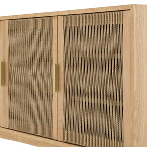 Lh Imports Lumina Dresser - Elegant Oak Design With Exquisite Paper Cord Doors For Timeless Home Style Beige Solid Oak,100% Natural Paper Rope,Oak Veneer,Mdf,Metal Handles Lum006