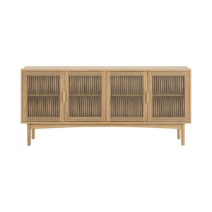 Lh Imports Lumina 4 Door Sideboard – Elegant Storage Solution With Soft-close Doors & Artisan Detailing Beige Solid Oak,100% Natural Paper Rope,Mdf Oak Veneer,Metal Handles Lum04b
