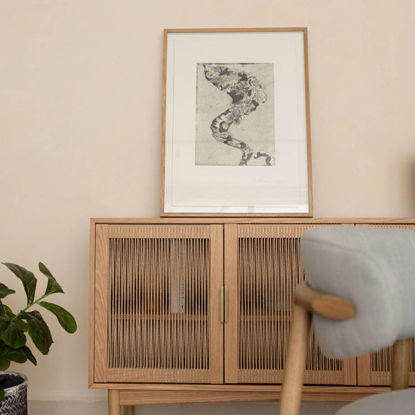 Lh Imports Lumina 4 Door Sideboard – Elegant Storage Solution With Soft-close Doors & Artisan Detailing Beige Solid Oak,100% Natural Paper Rope,Mdf Oak Veneer,Metal Handles Lum04b