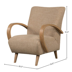 Lh Imports Louis Club Chair - Elegant Art Deco Design, Durable Polyester, Perfect For Stylish Home Décor Beige,Brown Polyester,Hr Foam,Dacron,Pine,Oak,Plywood,Poplar,Rubberwood,Timber Lus01-hny