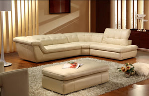 397 Italian Leather Sectional Beige Color