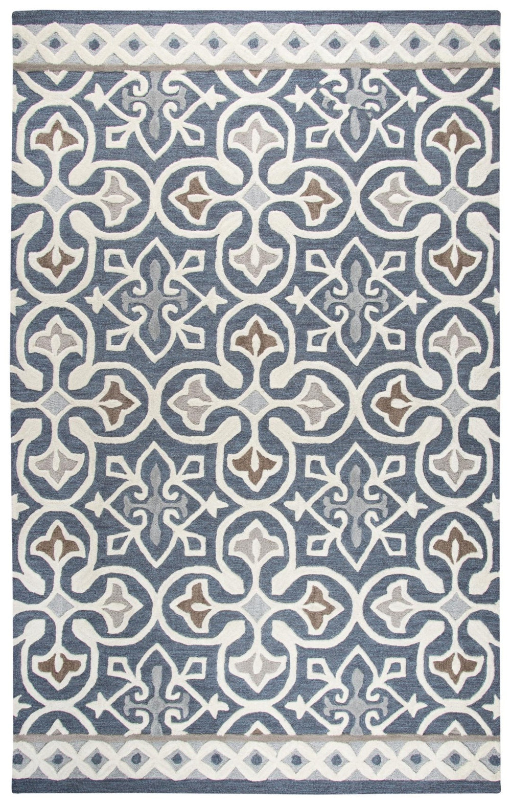 Alora Decor Lavine Hand-Tufted Wool Rug In Deep Blue With Raised Cross Motifs, Byzantine Accents, Textured Pile 9' x 12' LAVLV100133550912