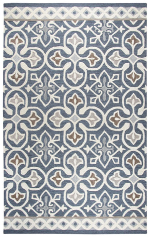 Alora Decor Lavine Hand-Tufted Wool Rug In Deep Blue With Raised Cross Motifs, Byzantine Accents, Textured Pile 9' x 12' LAVLV100133550912