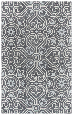 Alora Decor Lavine Hand-Tufted Wool Rug With Dimensional Tulip & Fleur-De-Lis Motif In Soft Gray And Blue Finish 8' x 10' LAVLV101133460810